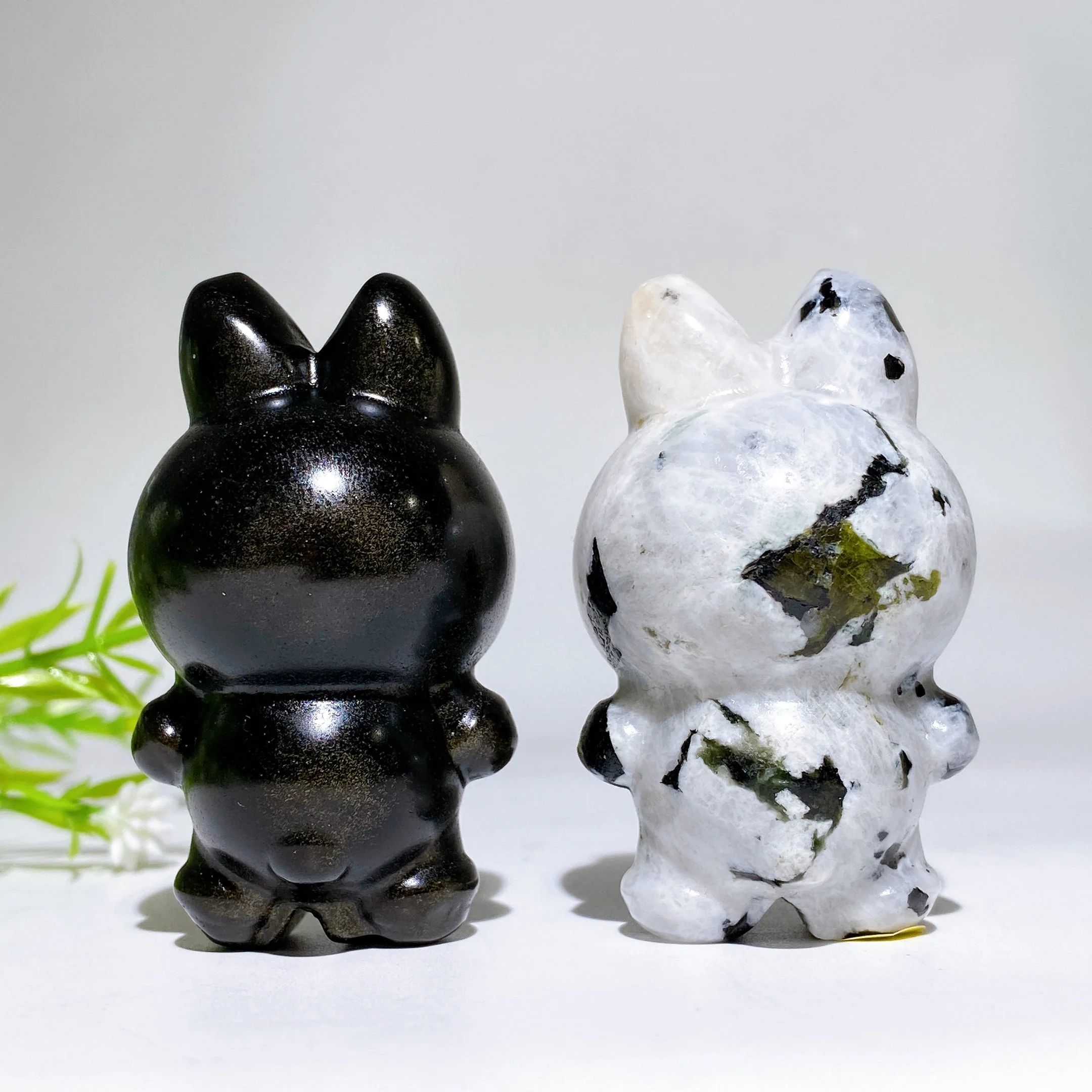 2.3 Inch Rainbow Moonstone & Golden Obsidian Crystal Figurines - Image 4