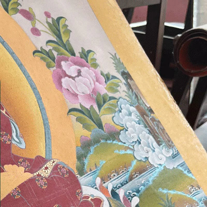 29.5in Tibetan Thangka Hand-Painted Cloth Wall Decoration - Image 14