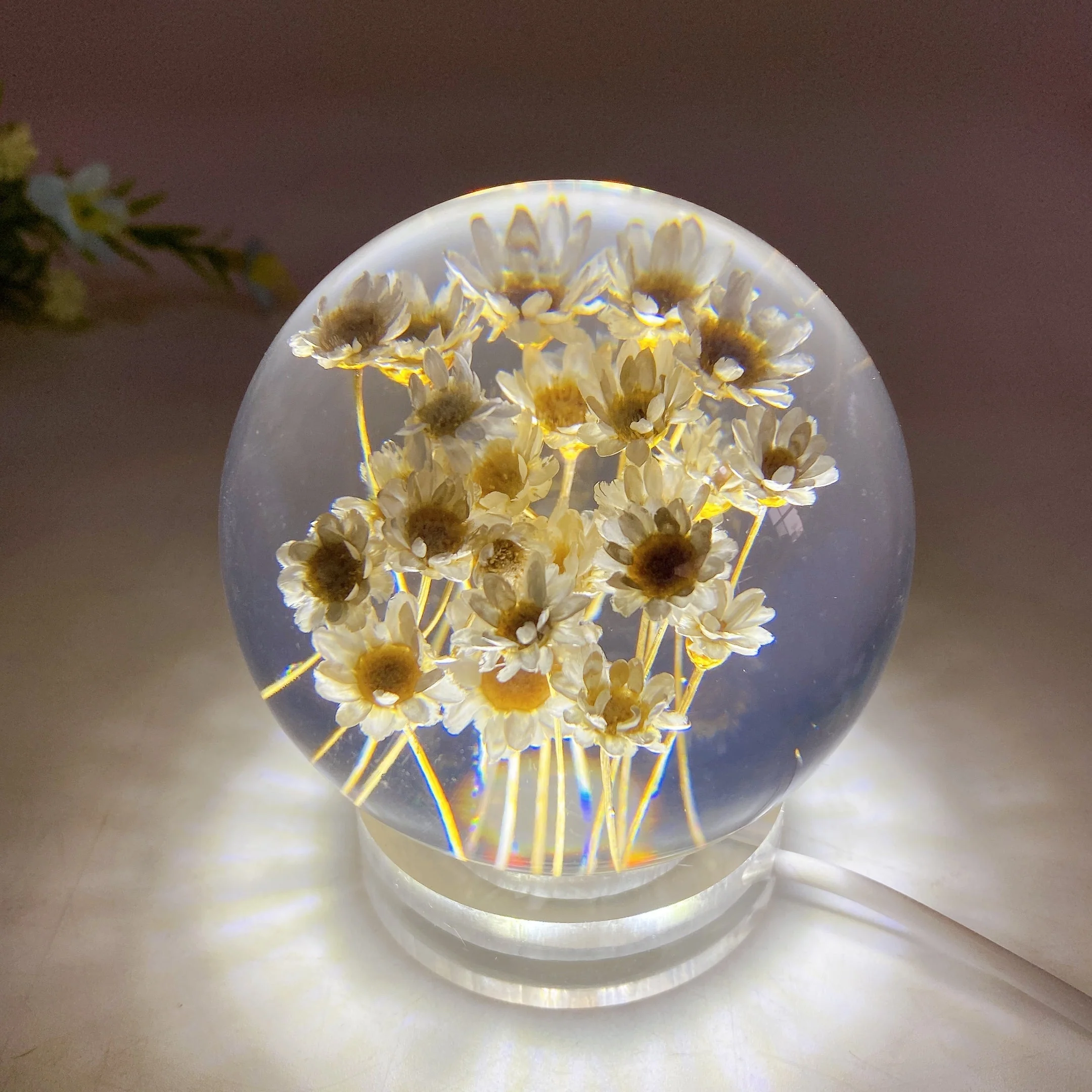 70mm Resin Flower Sphere Crystal Healing Orb - Image 4