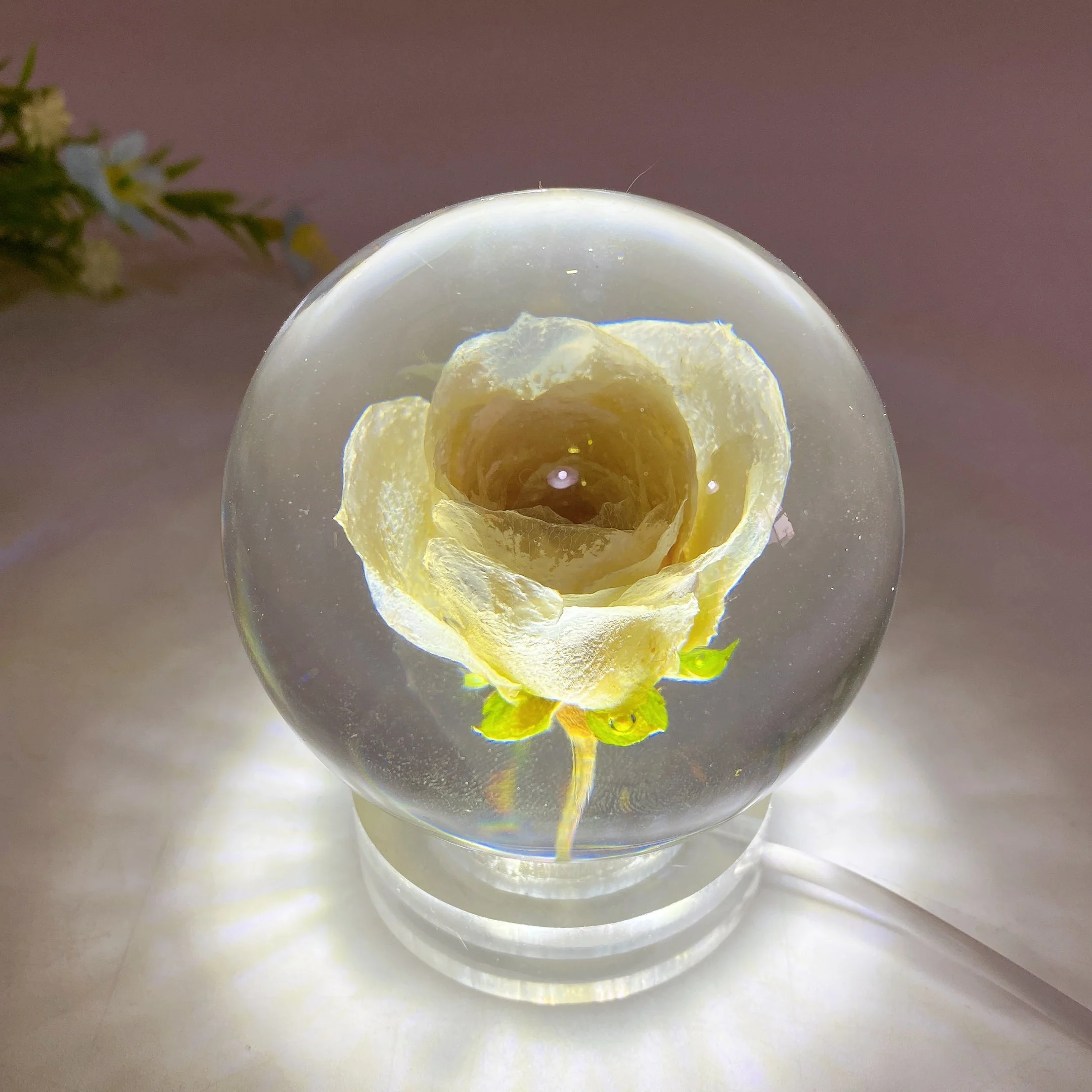 70mm Resin Flower Sphere Crystal Healing Orb - Image 5