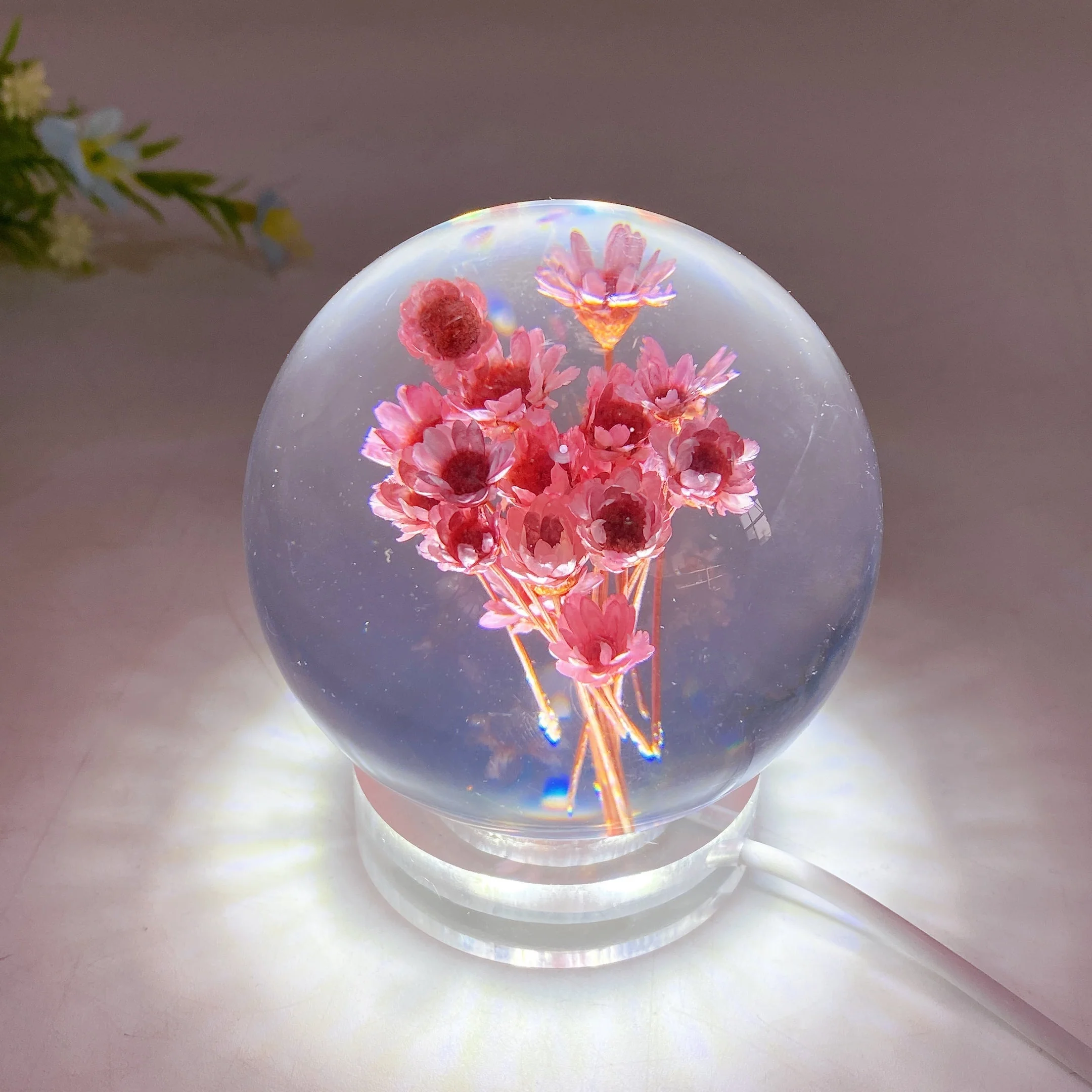 70mm Resin Flower Sphere Crystal Healing Orb - Image 6