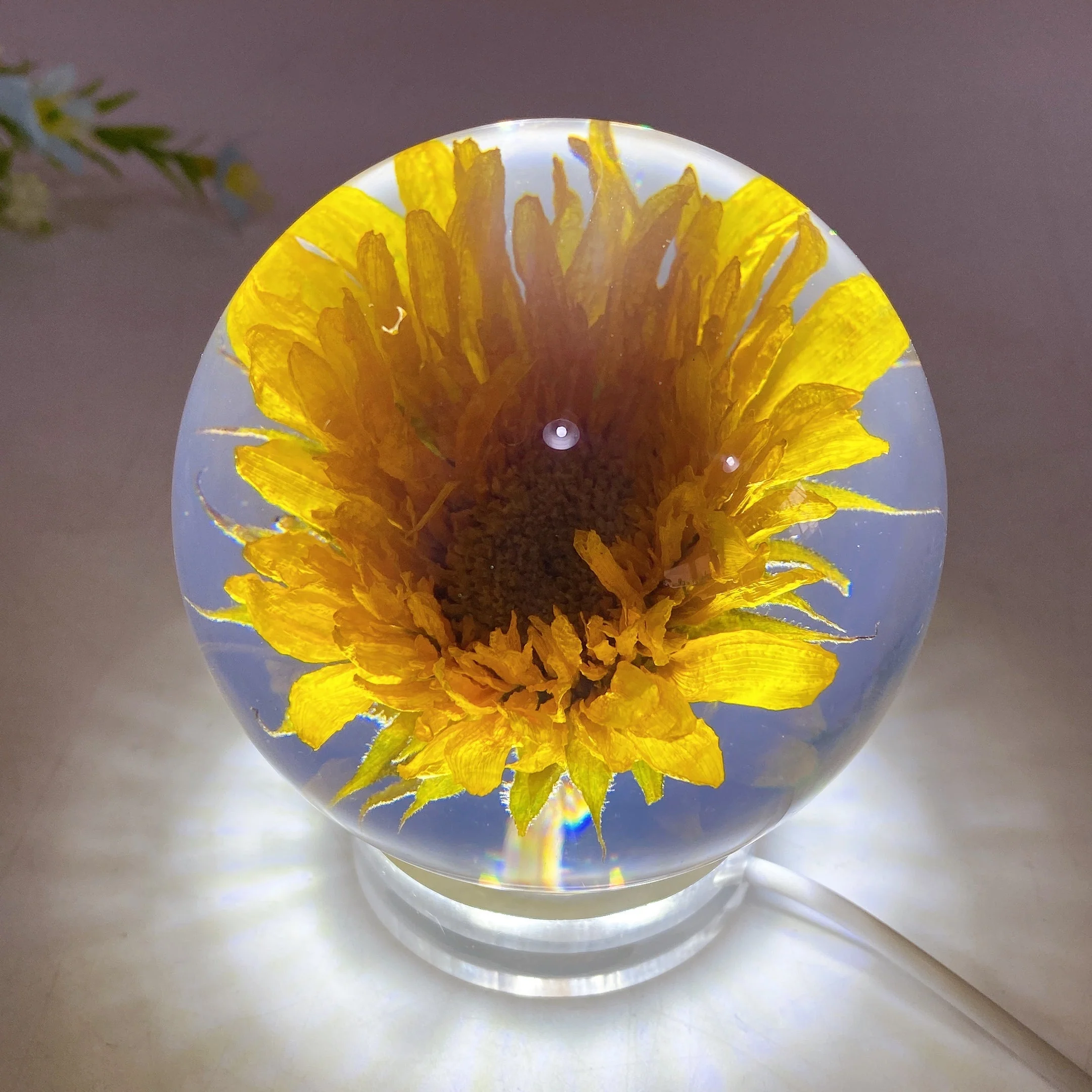 70mm Resin Flower Sphere Crystal Healing Orb - Image 7