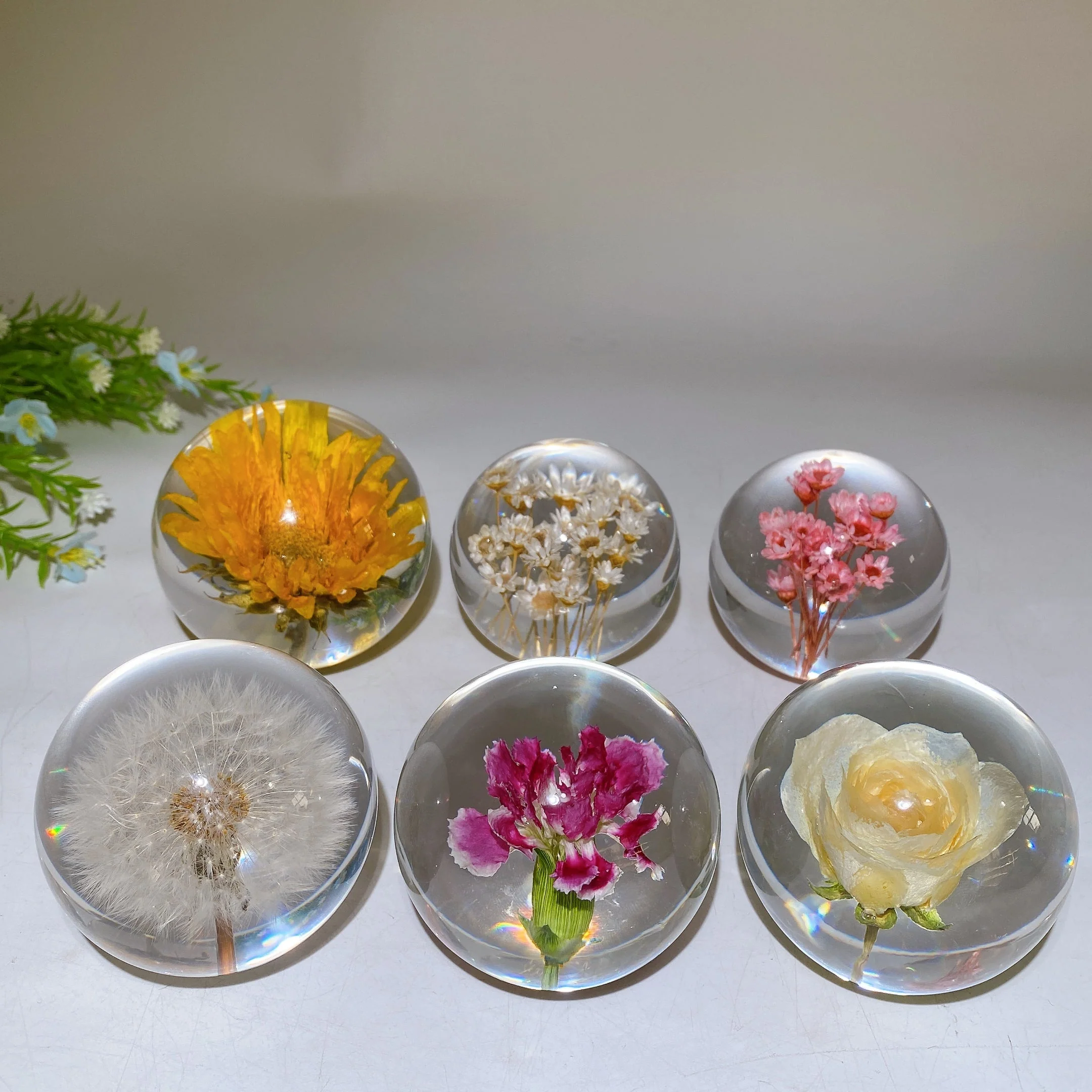 70mm Resin Flower Sphere Crystal Healing Orb - Image 8