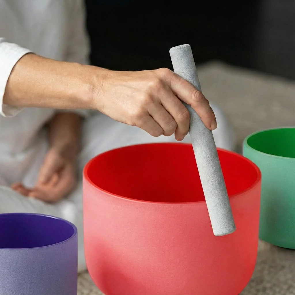 Colorful Quartz Crystal Singing Bowl Set, 8", 10", 12" - Image 4
