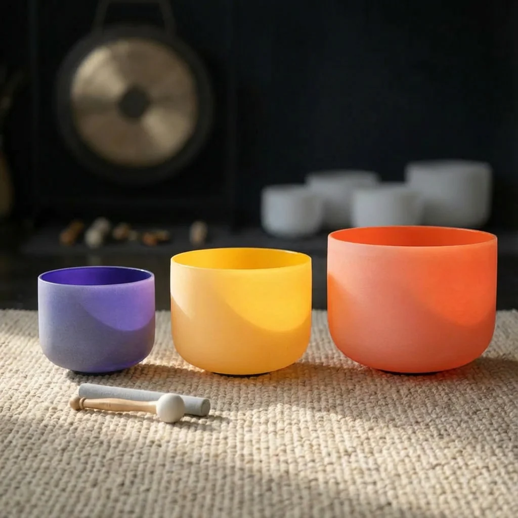 Colorful Quartz Crystal Singing Bowl Set 8", 10", 12" - Image 3