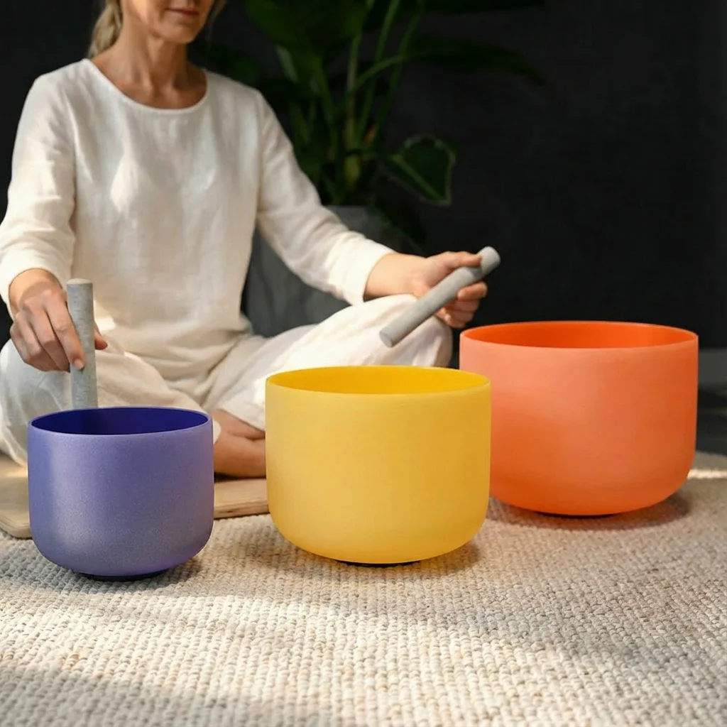 Colorful Quartz Crystal Singing Bowl Set 8", 10", 12" - Image 4
