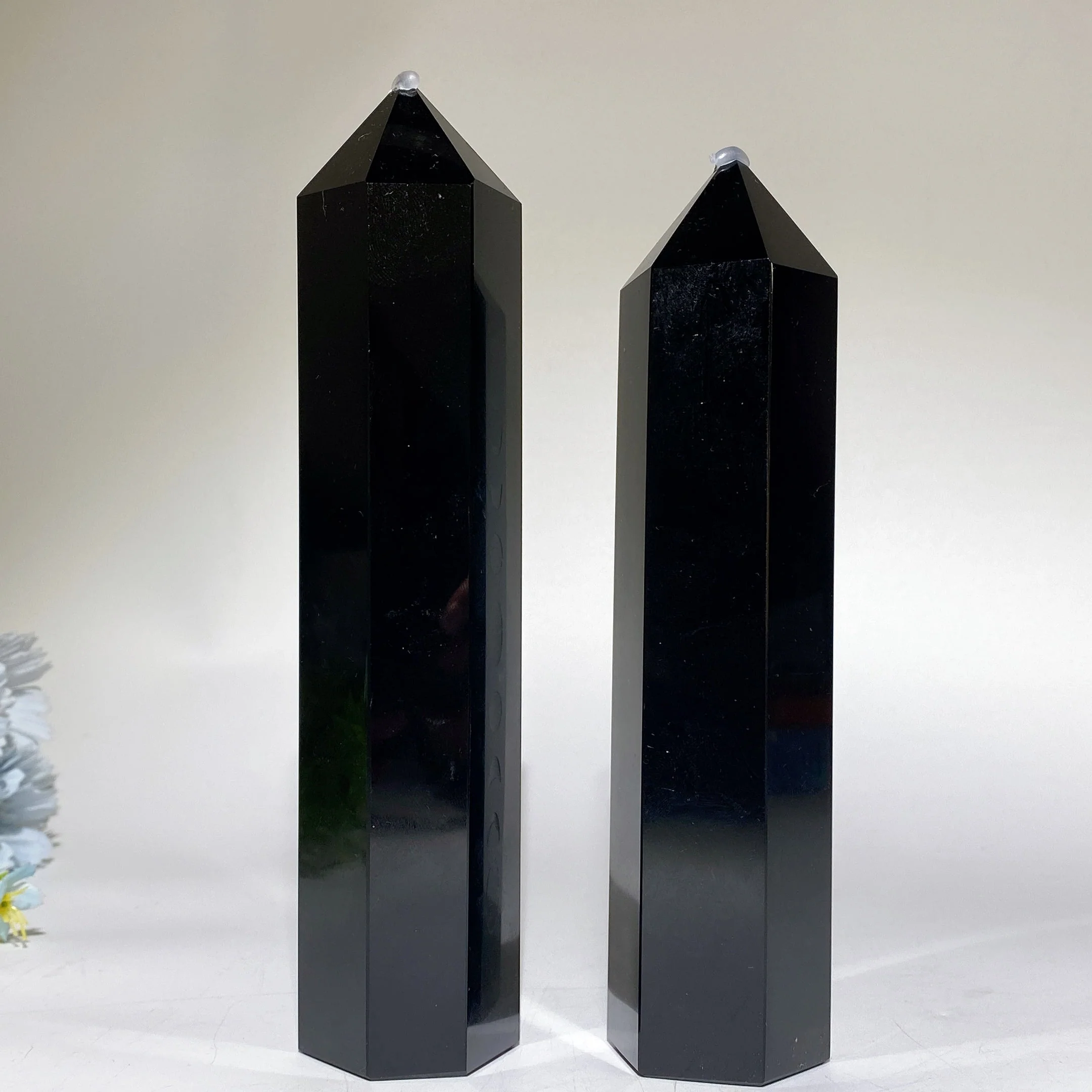19-21cm Black Obsidian Moon Crystal Tower for Healing - Image 3