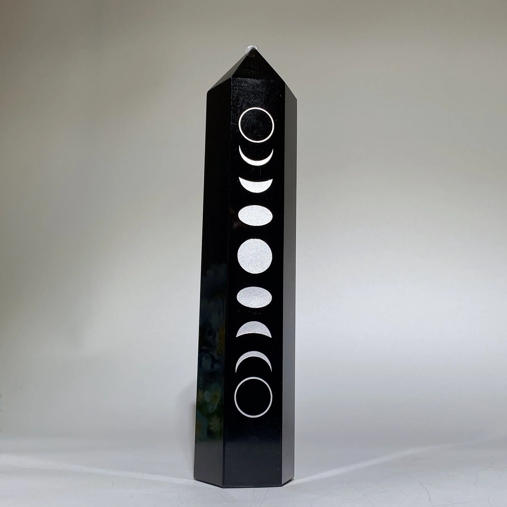 19-21cm Black Obsidian Moon Crystal Tower for Healing - Image 4