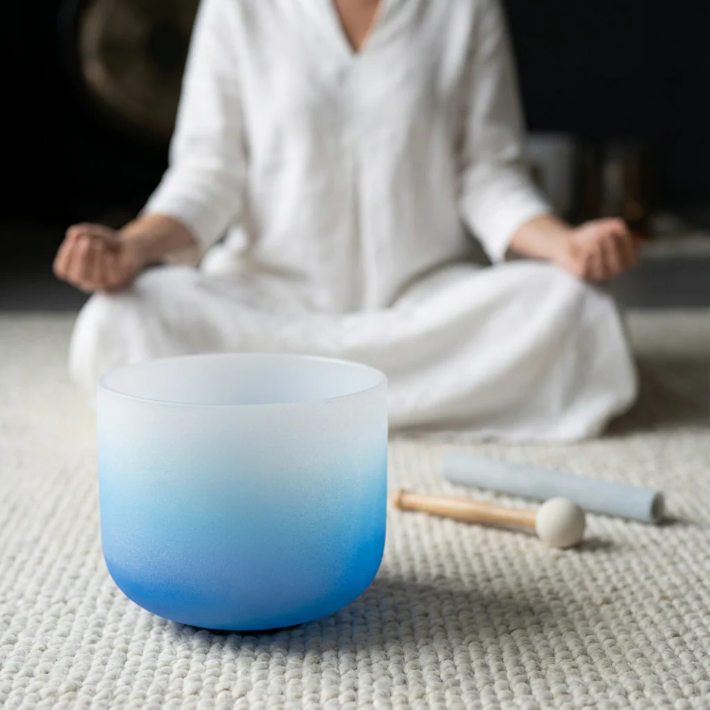 Crystal Singing Bowl - Throat Chakra G Note Meditation Bowl - Image 4