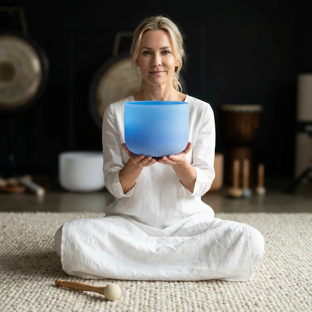Blue Throat Chakra Crystal Singing Bowl - G Note - Image 3