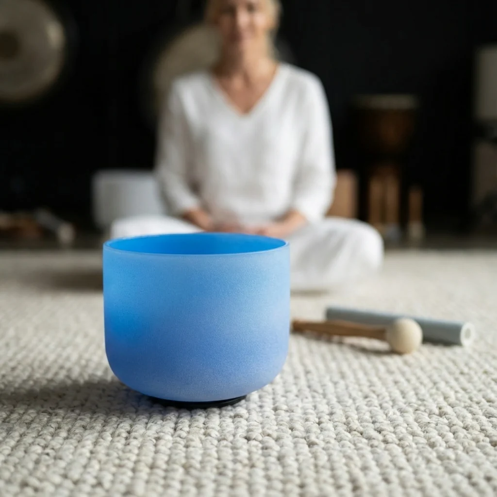 Blue Throat Chakra Crystal Singing Bowl - G Note - Image 5