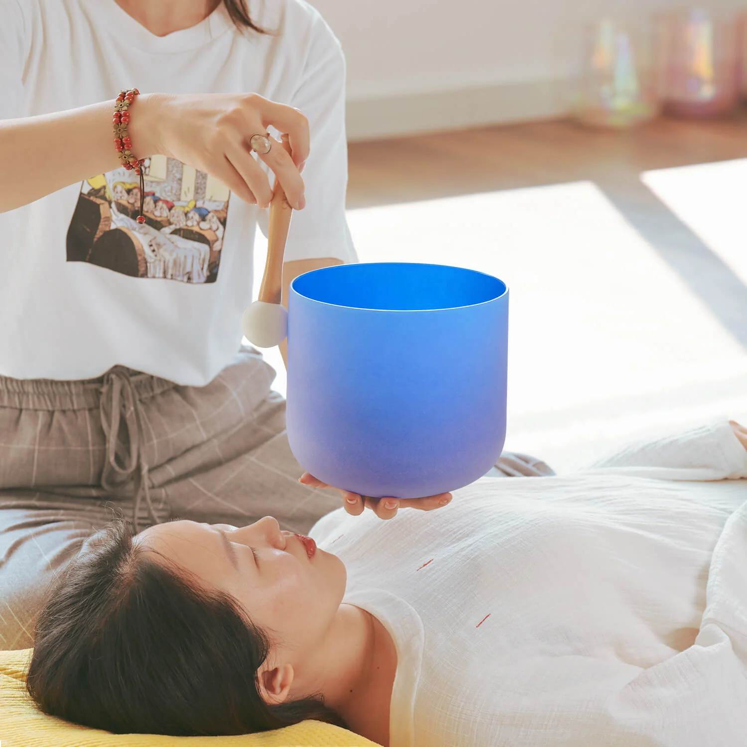 Blue Throat Chakra Crystal Singing Bowl - G Note - Image 7