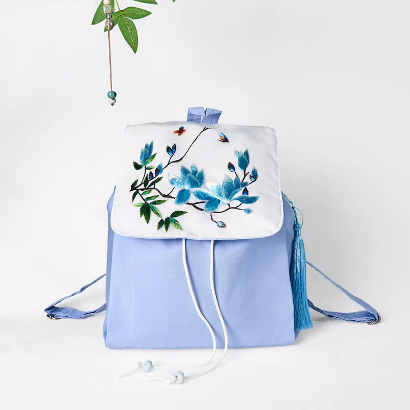 Blue Magnolia Handmade Canvas Backpack | Mindful Carry - Image 3