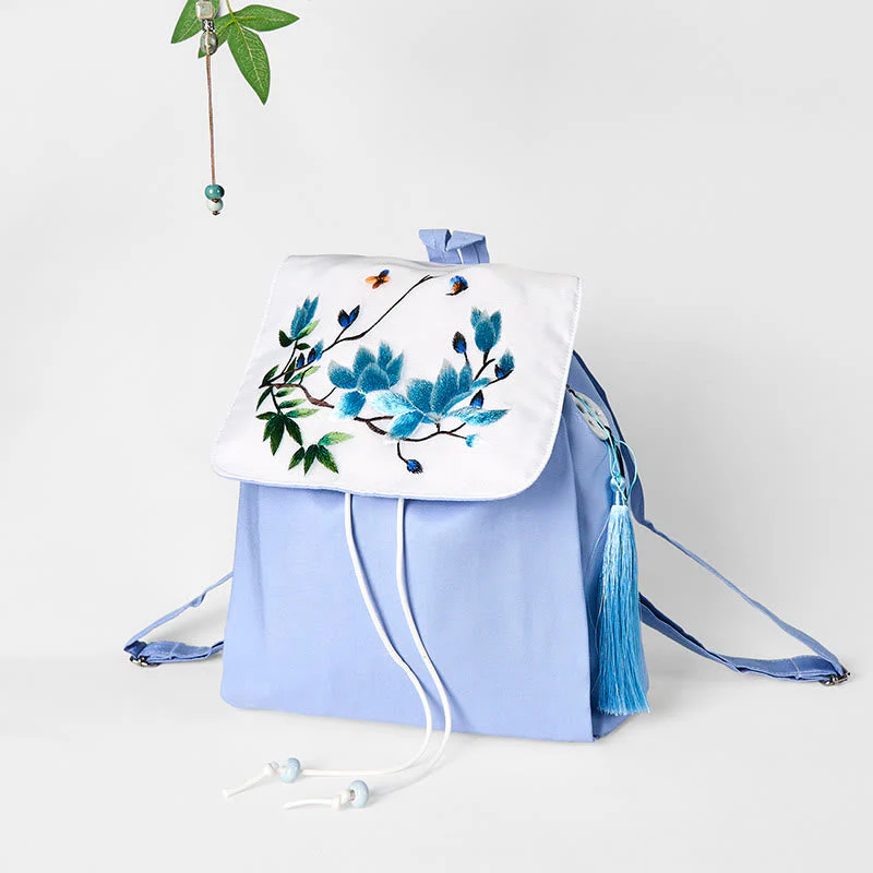 Blue Magnolia Handmade Canvas Backpack | Mindful Carry - Image 5