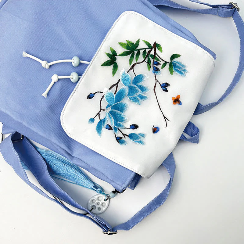 Blue Magnolia Handmade Canvas Backpack | Mindful Carry - Image 6