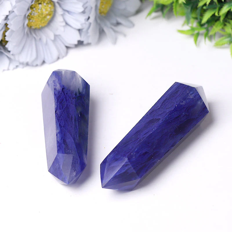 Blue Smelting Quartz Double Terminated Crystal Point 2.4-4.5 in - Image 3