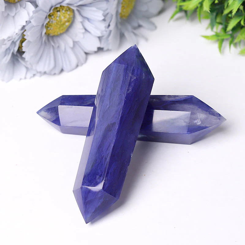 Blue Smelting Quartz Double Terminated Crystal Point 2.4-4.5 in - Image 4