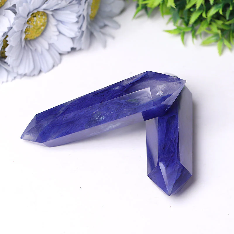 Blue Smelting Quartz Double Terminated Crystal Point 2.4-4.5 in - Image 5