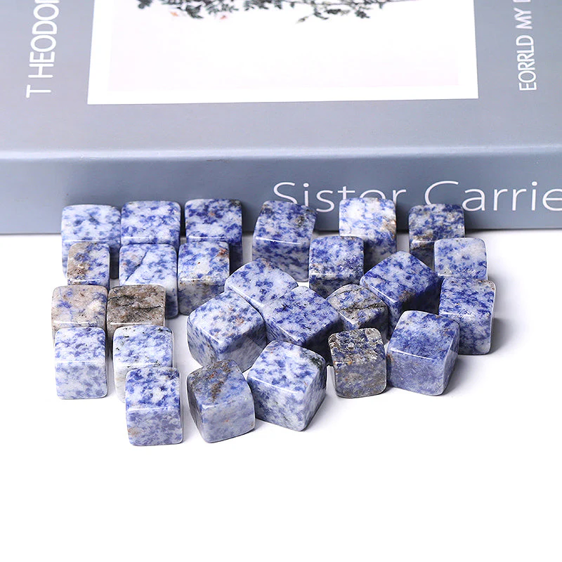 Blue Spots Crystal Cubes 0.95-inch Polished Stone Cubes - Image 3