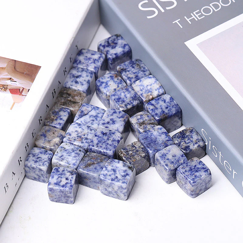 Blue Spots Crystal Cubes 0.95-inch Polished Stone Cubes - Image 4
