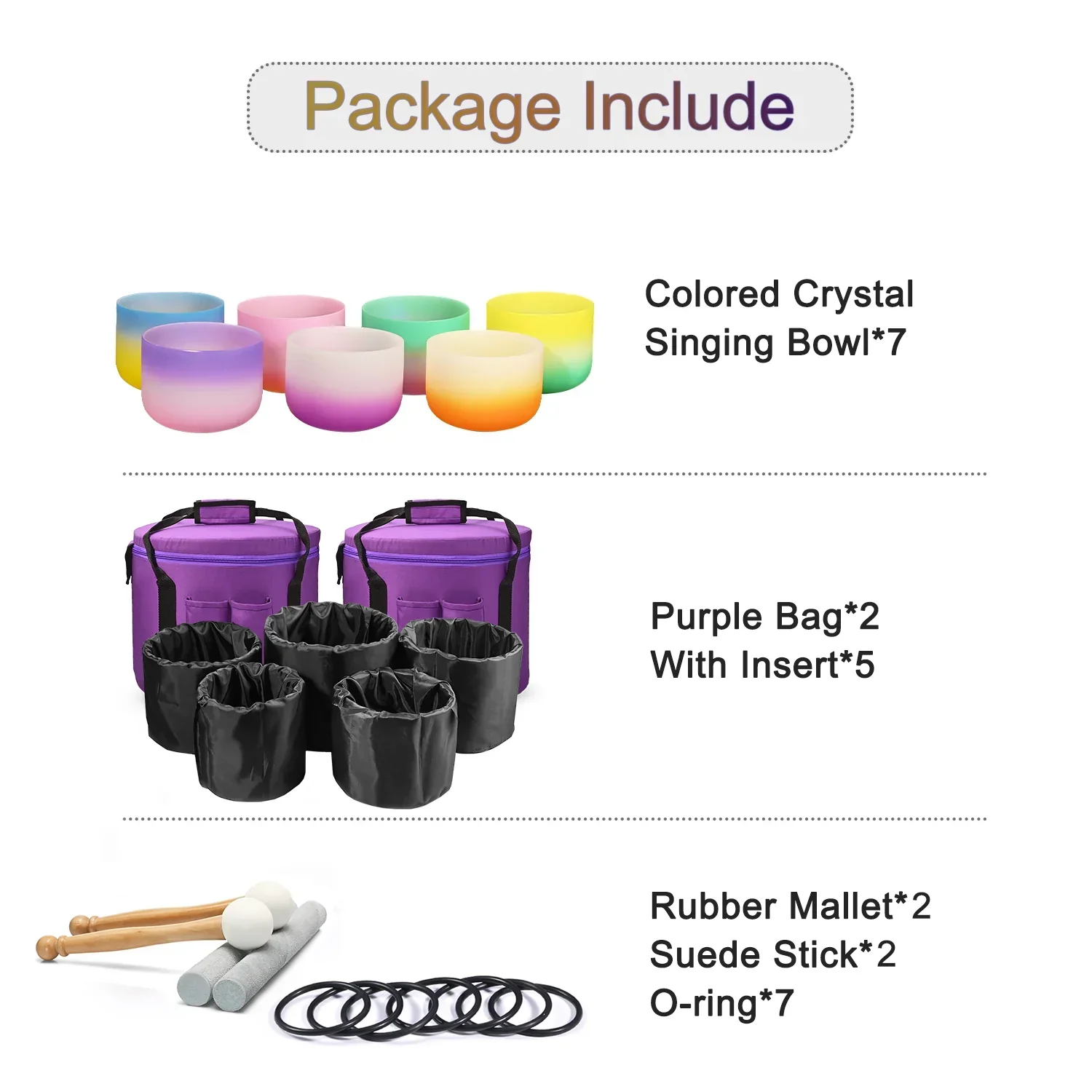 Candy Colored Frosted Quartz Crystal Singing Bowl Set - Image 6