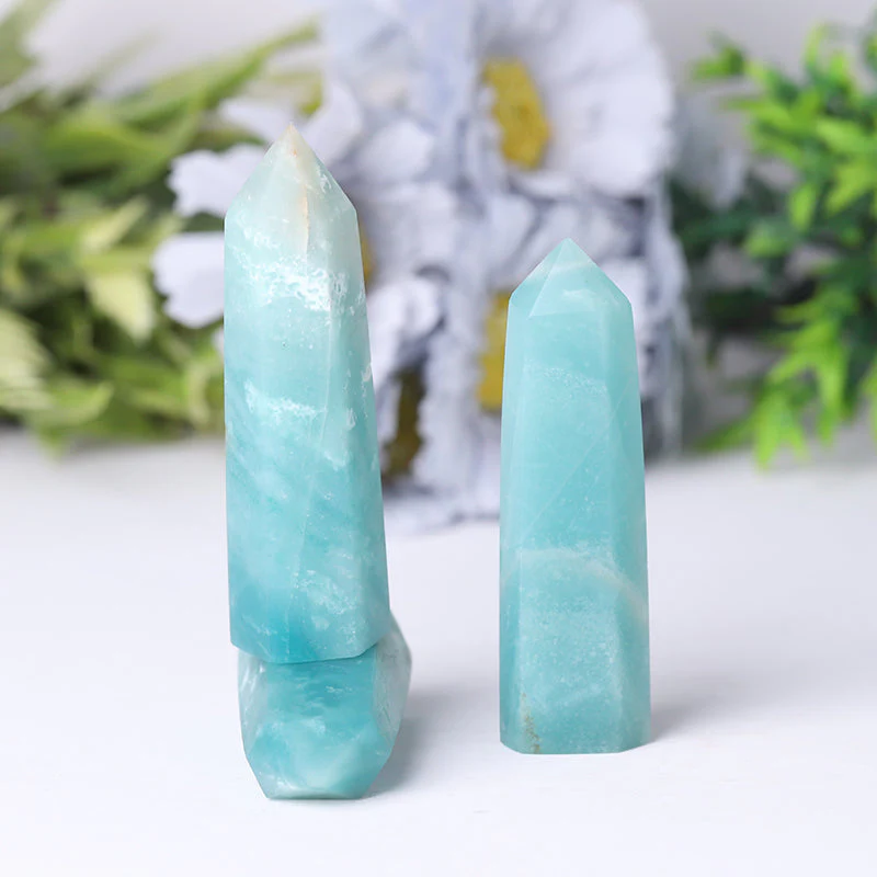 Natural Sky Blue Caribbean Calcite Crystal Tower 2.4-4.5 in Healing - Image 3