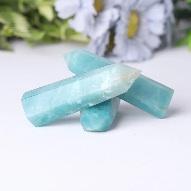Natural Sky Blue Caribbean Calcite Crystal Tower 2.4-4.5 in Healing - Image 4