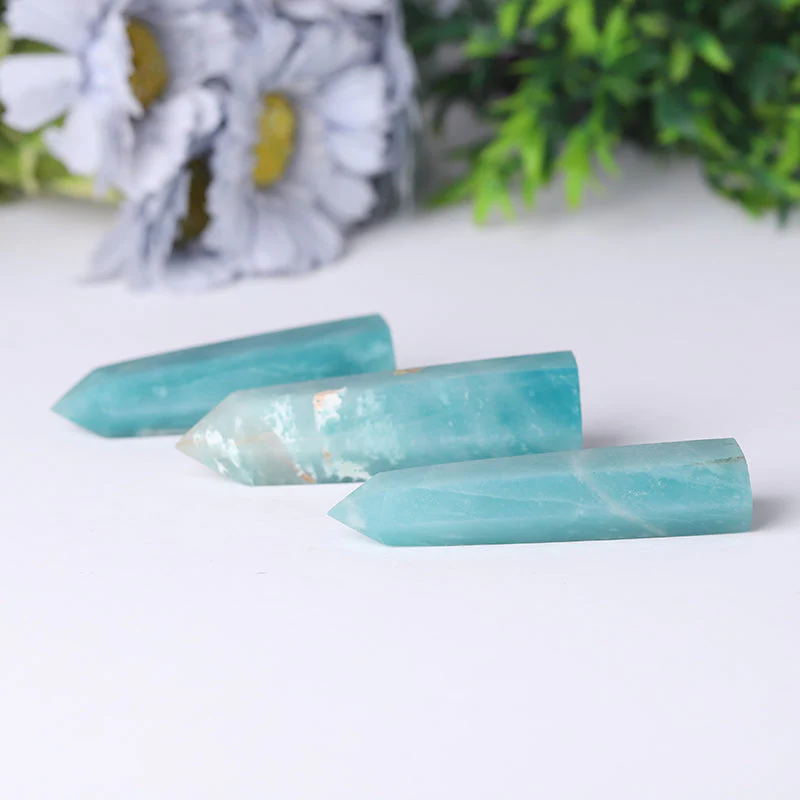 Natural Sky Blue Caribbean Calcite Crystal Tower 2.4-4.5 in Healing - Image 5