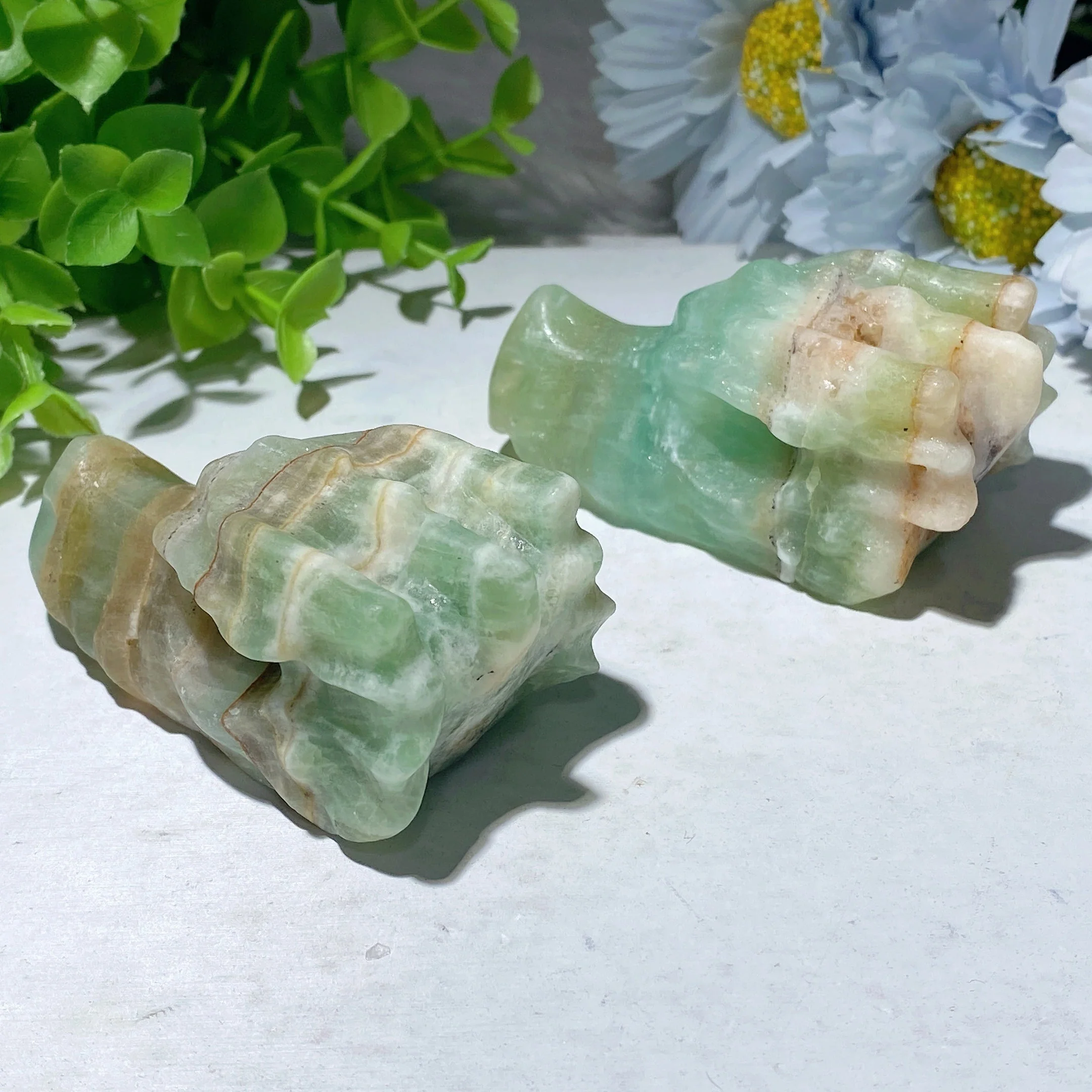 2.8" Caribbean Calcite Crystal Dragon Head Carving - Image 3