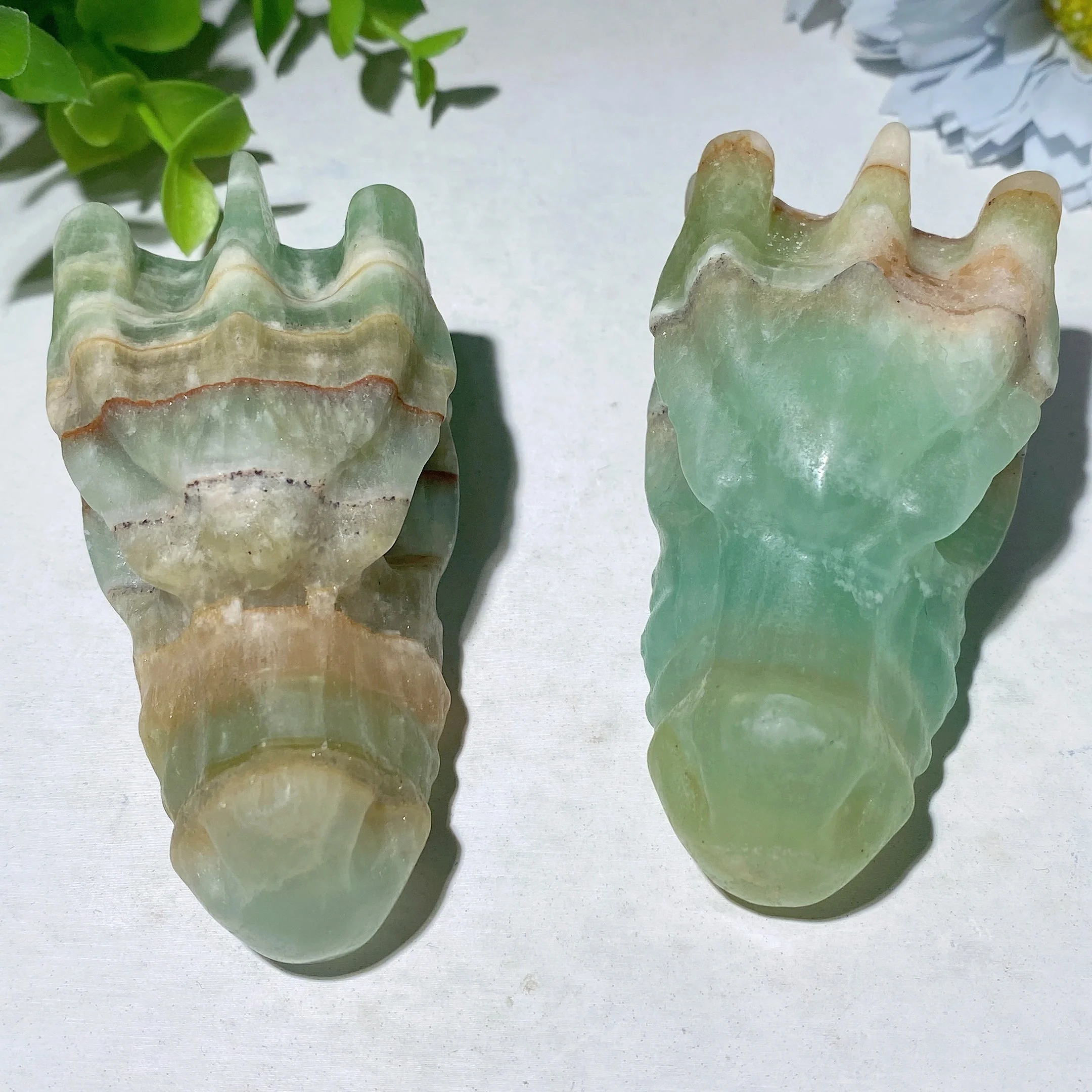 2.8" Caribbean Calcite Crystal Dragon Head Carving - Image 4
