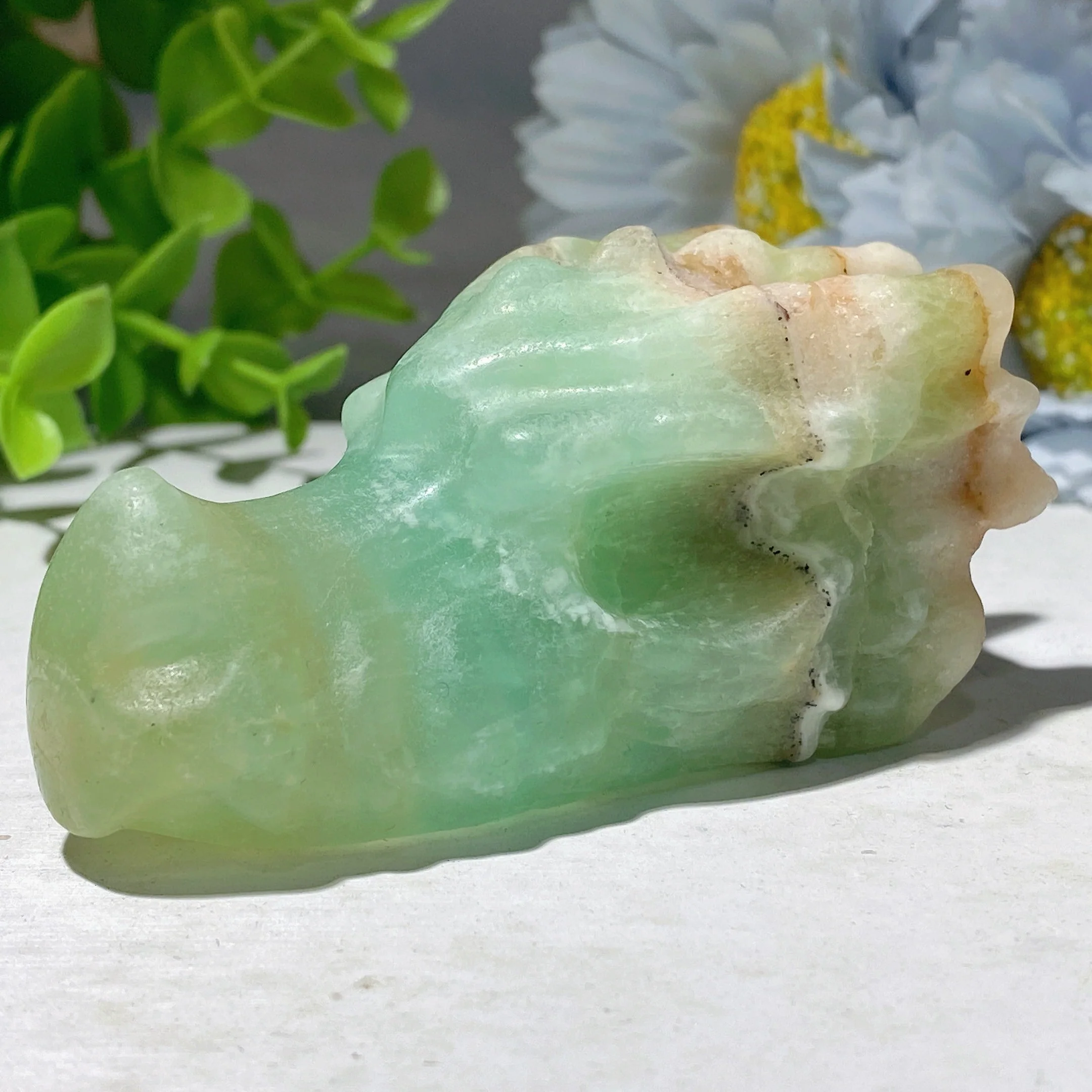 2.8" Caribbean Calcite Crystal Dragon Head Carving - Image 6