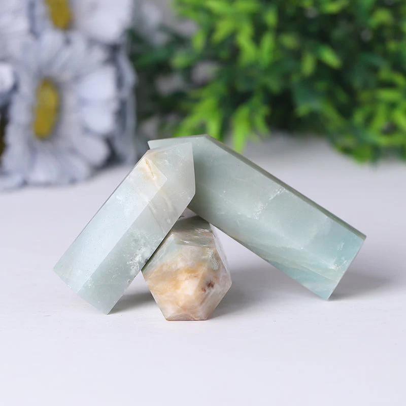 Natural Caribbean Calcite Sky Blue Crystal Tower 2.4-4.5 in Meditation - Image 4