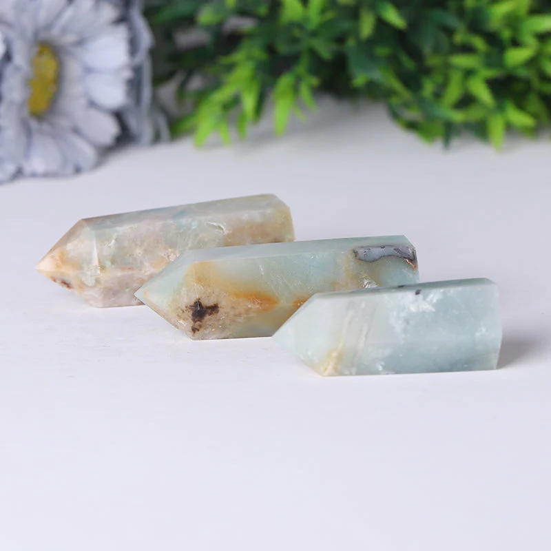 Natural Caribbean Calcite Sky Blue Crystal Tower 2.4-4.5 in Meditation - Image 5