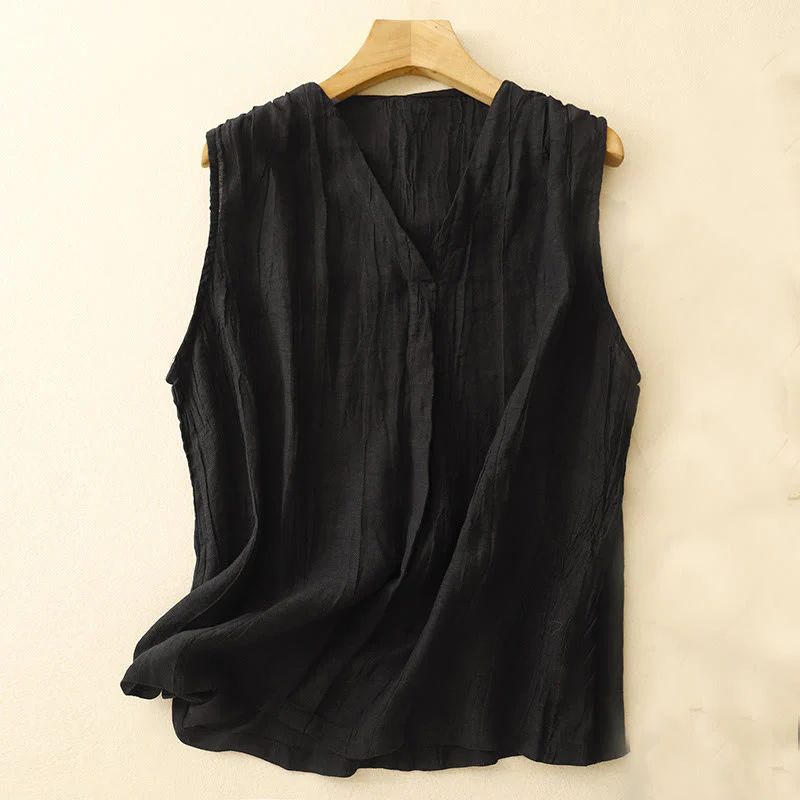 Cotton Linen V-Neck Vest | Women's Casual Yoga Top - Image 10