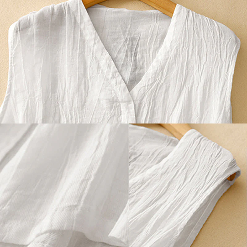 Cotton Linen V-Neck Vest | Women's Casual Yoga Top - Image 17