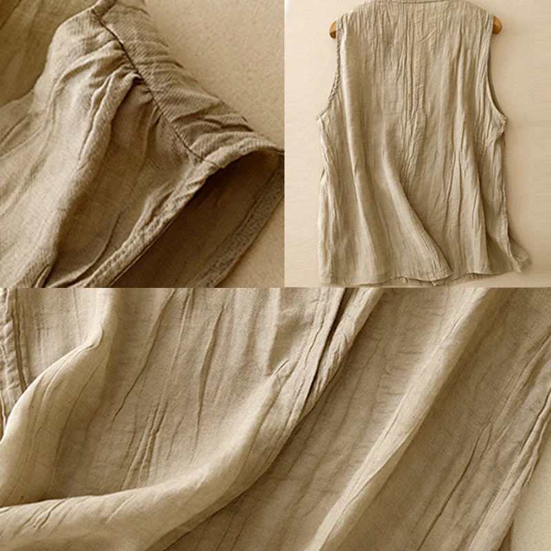 Cotton Linen V-Neck Vest | Women's Casual Yoga Top - Image 5
