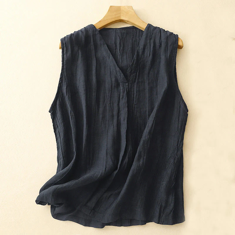 Cotton Linen V-Neck Vest | Women's Casual Yoga Top - Image 6