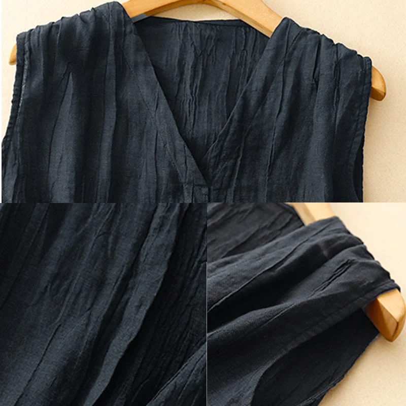 Cotton Linen V-Neck Vest | Women's Casual Yoga Top - Image 9