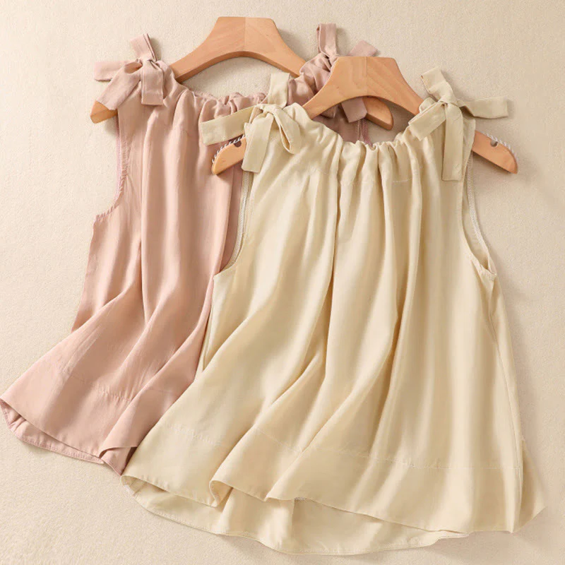 DarkSalmon and LemonChiffon Cotton Yoga Vest | Women's Summer Top - Image 16