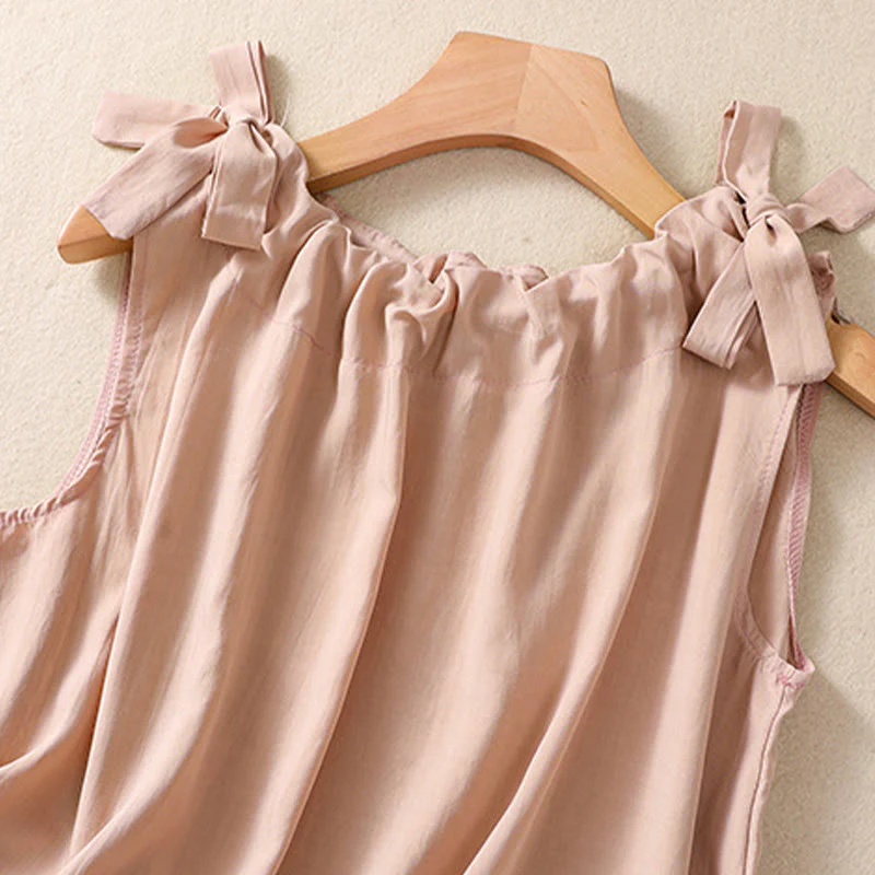 DarkSalmon and LemonChiffon Cotton Yoga Vest | Women's Summer Top - Image 3