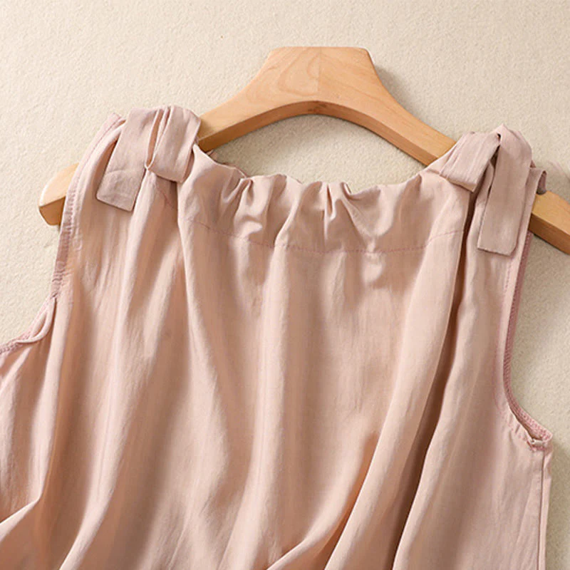 DarkSalmon and LemonChiffon Cotton Yoga Vest | Women's Summer Top - Image 5