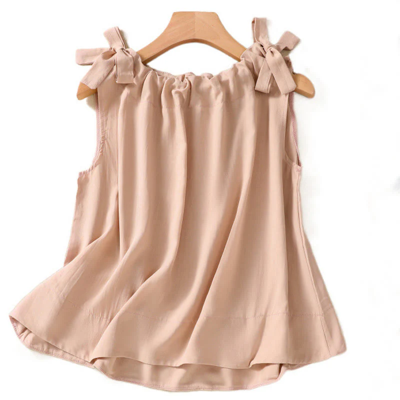 DarkSalmon and LemonChiffon Cotton Yoga Vest | Women's Summer Top - Image 8