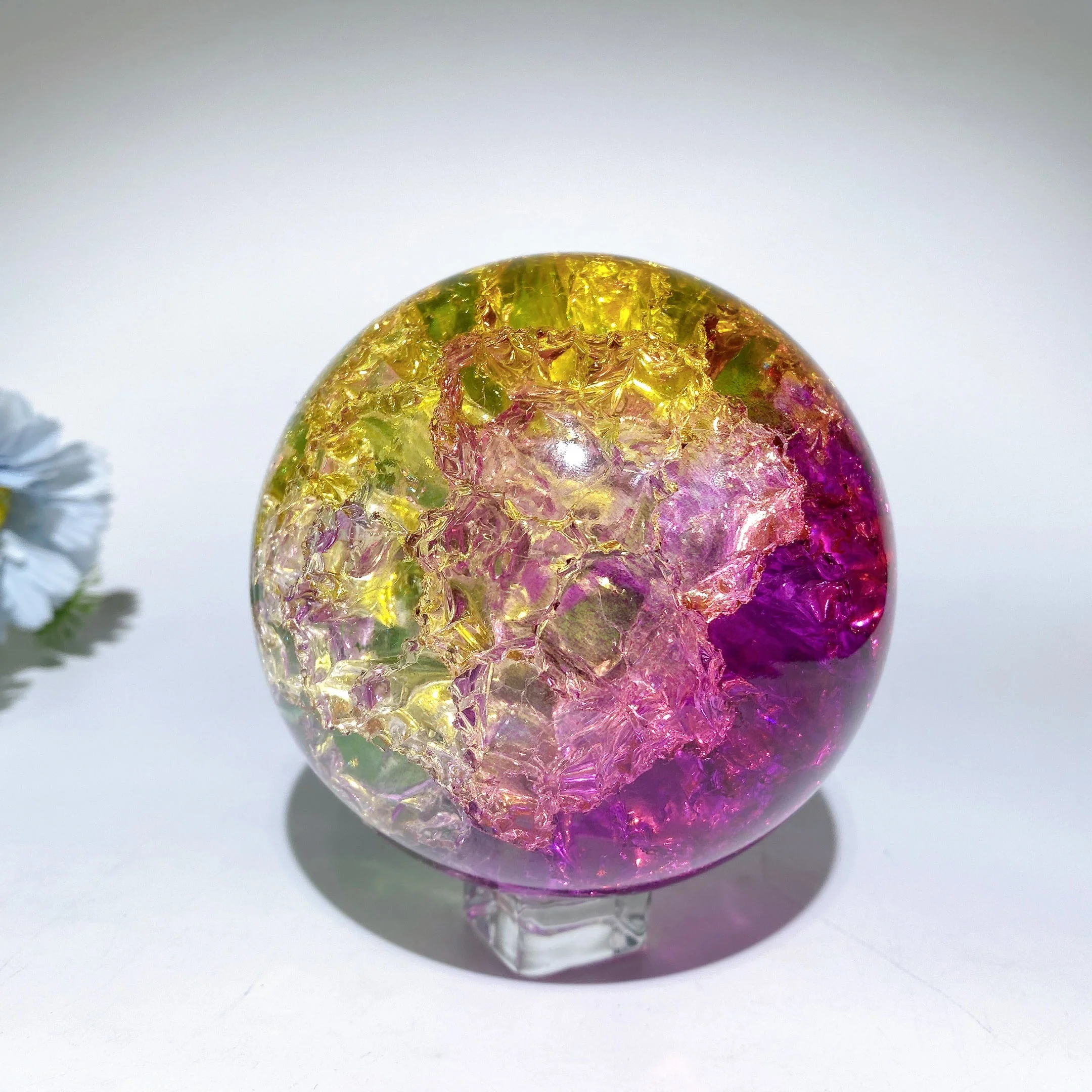 2-4 inch Crack Glass Crystal Sphere for Spiritual Healing - Image 3