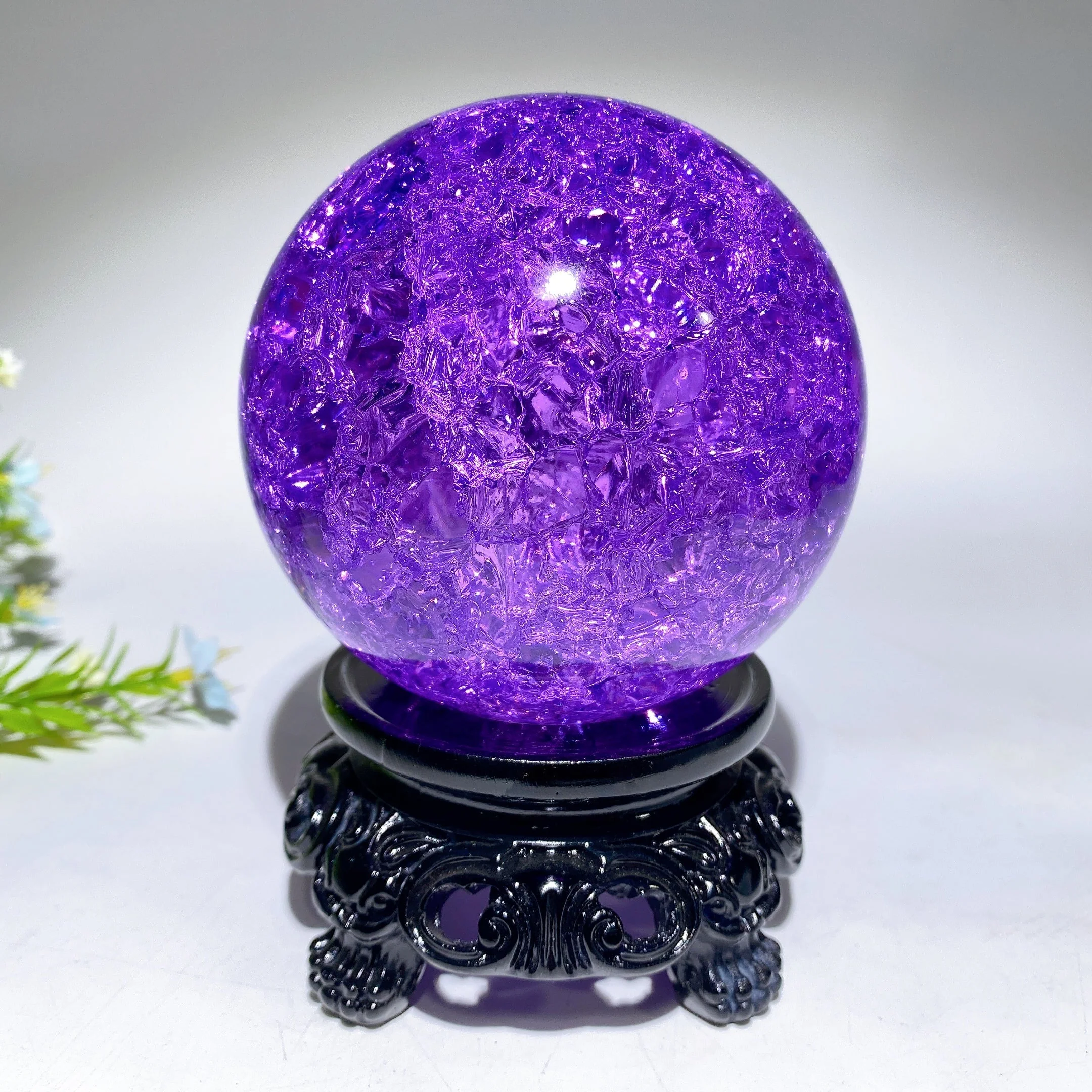 2-4 inch Crack Glass Crystal Sphere for Spiritual Healing - Image 6