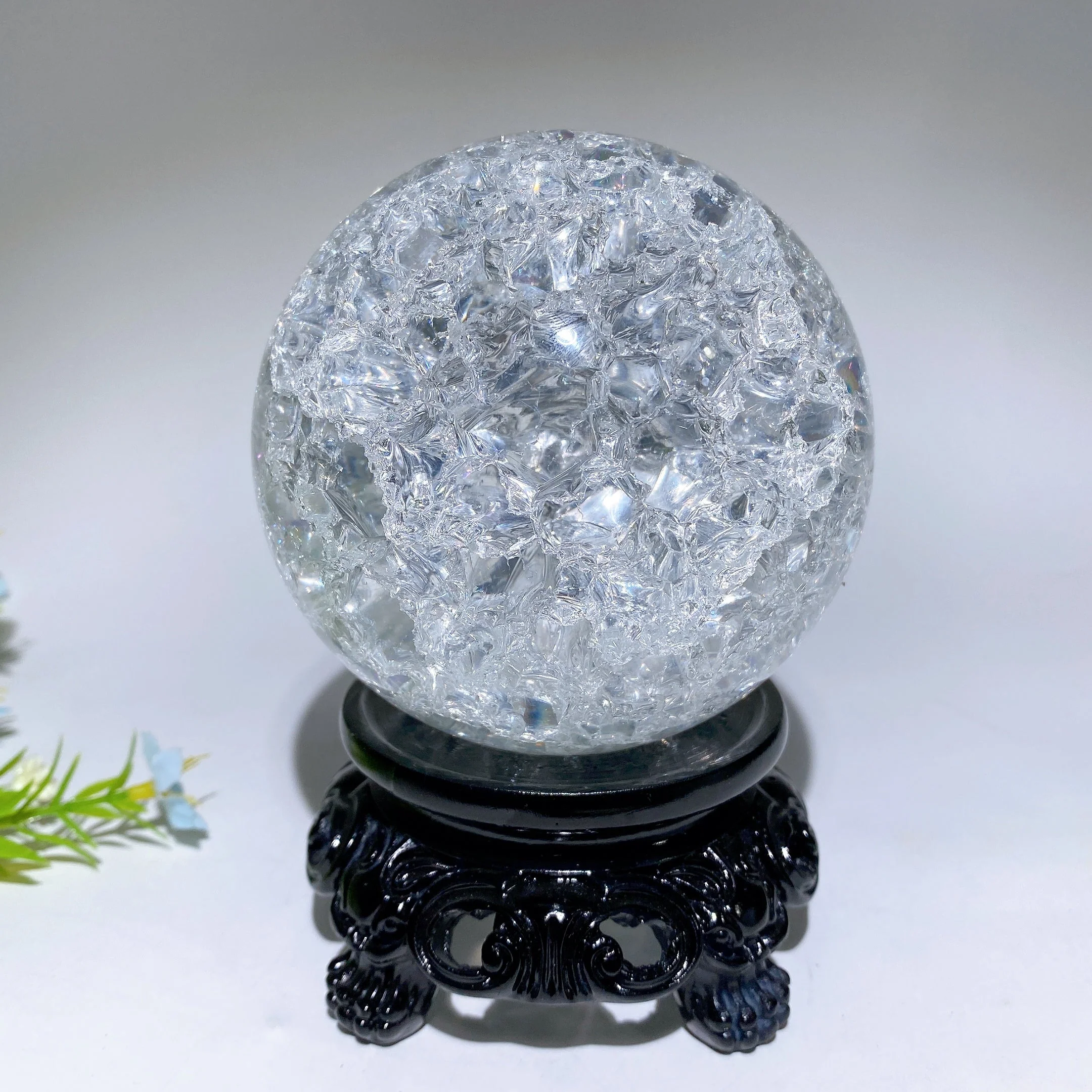 2-4 inch Crack Glass Crystal Sphere for Spiritual Healing - Image 7