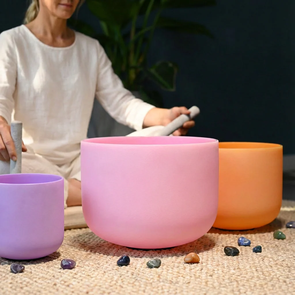 Pastel Crystal Singing Bowl Set for Meditation - Image 3