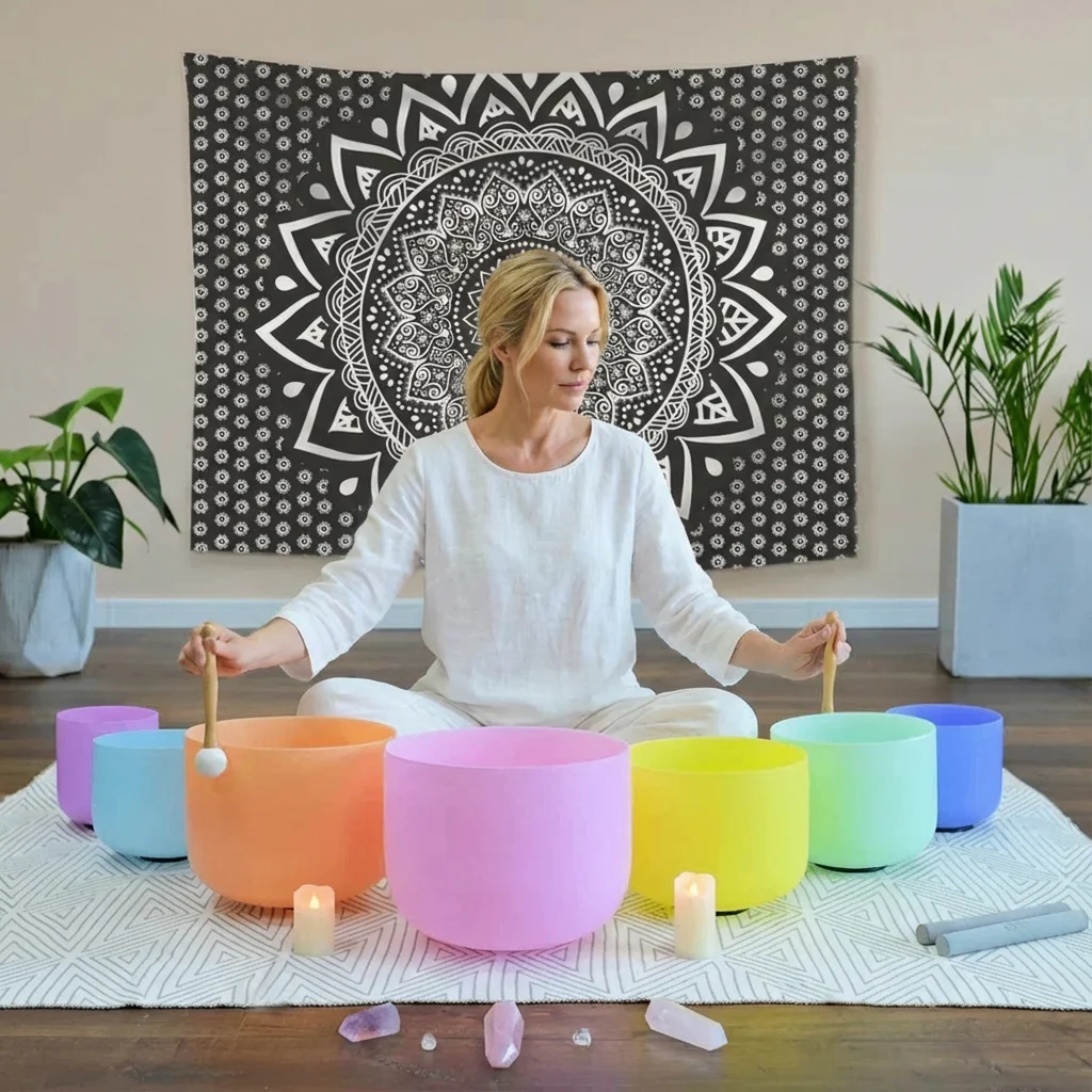 Pastel Crystal Singing Bowl Set for Meditation - Image 4