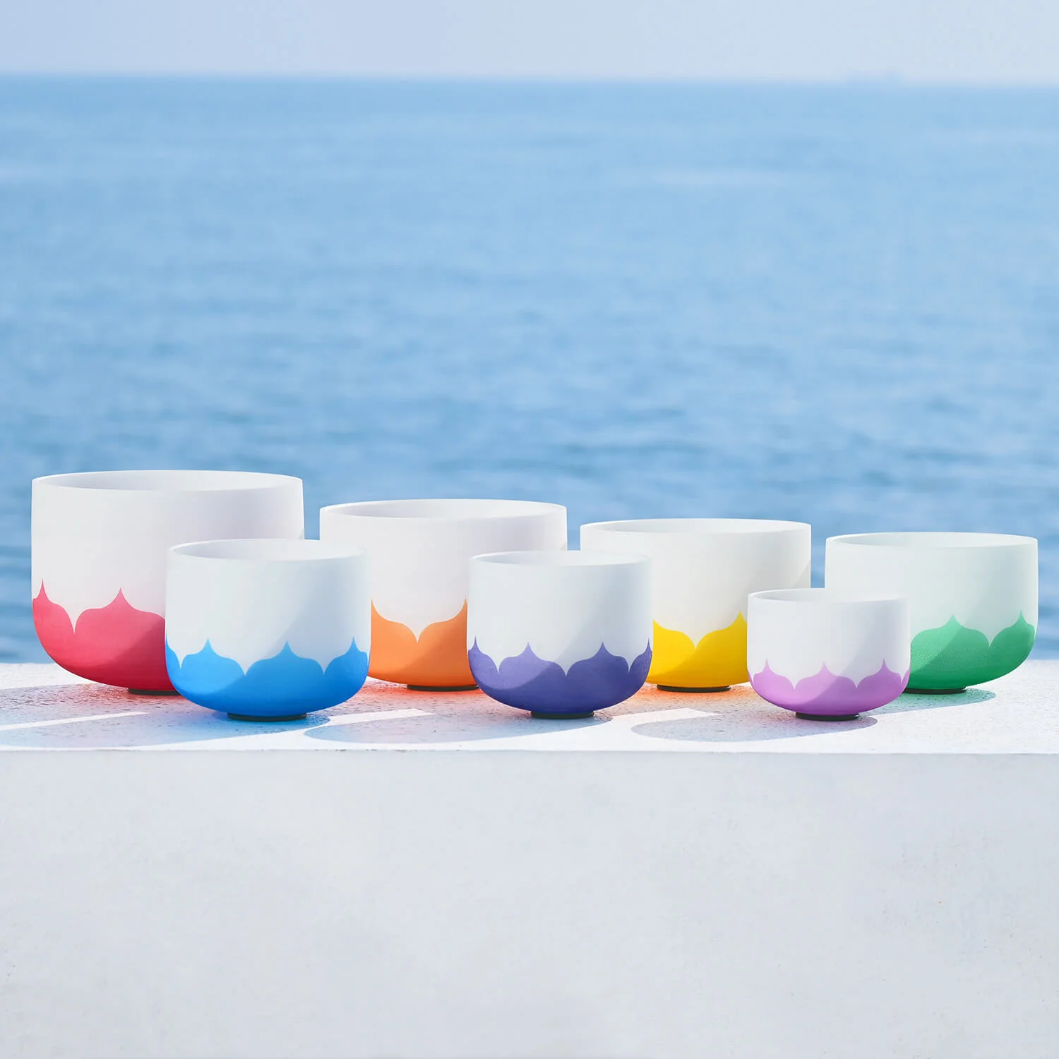 Lotus Frosted Quartz Crystal Singing Bowl Set - Chakra Harmony - Image 3