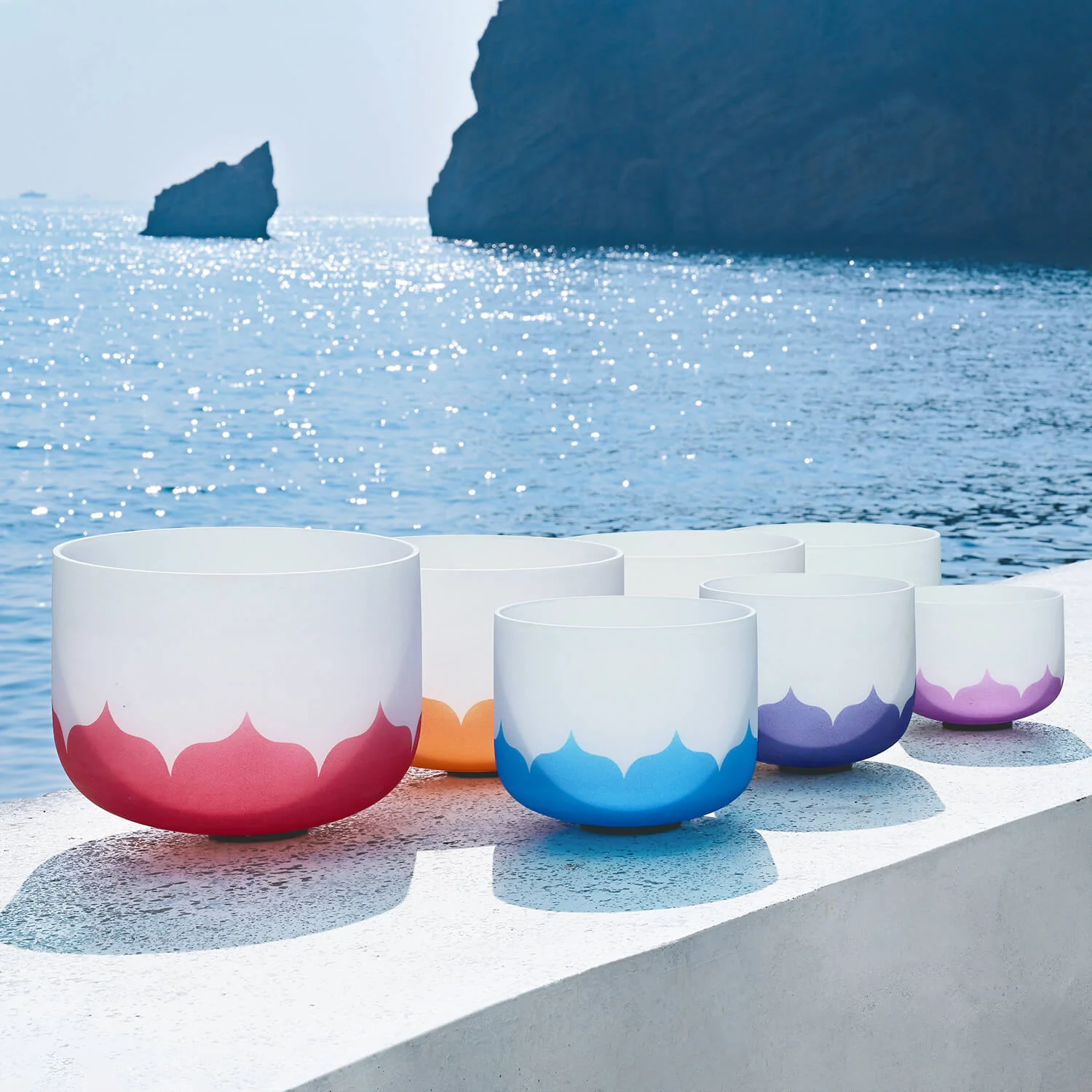 Lotus Frosted Quartz Crystal Singing Bowl Set - Chakra Harmony - Image 4