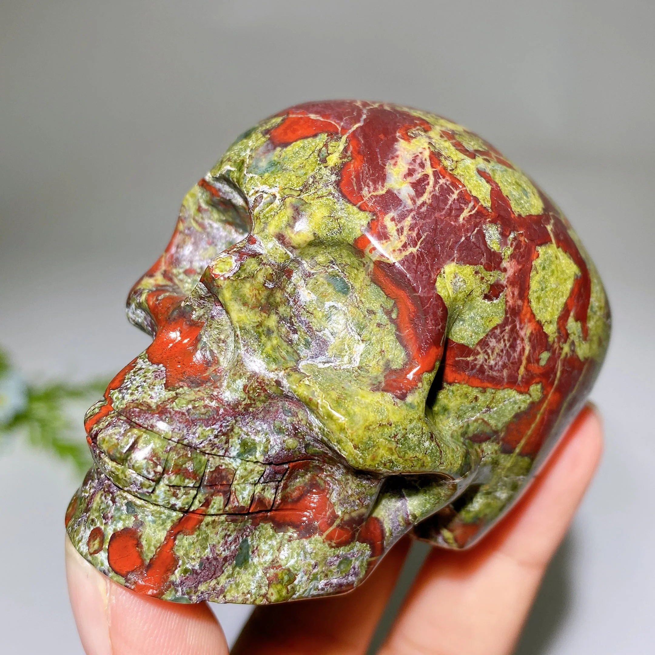 3.1 Inch Dragon Blood Stone Crystal Skull for Healing - Image 4